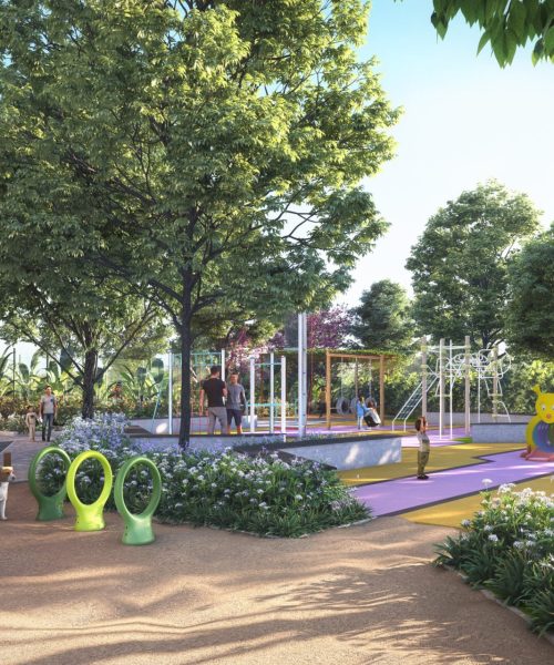 children play in the garden in Cosmopolis